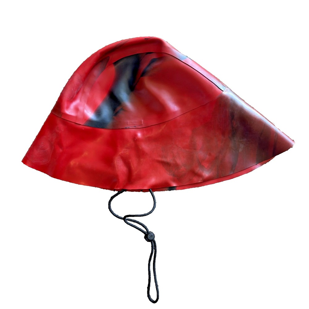 Polymorphe Red/Black Latex Rubber‎ Adjustable Strap Bucket Hat Unisex Adult L/XL
